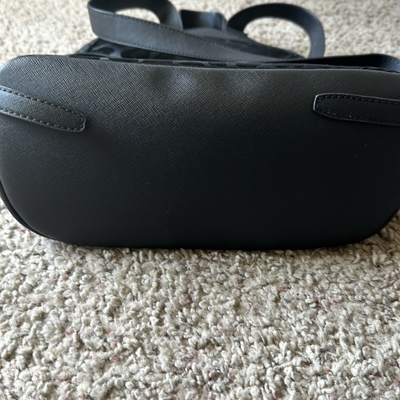 Used Michael Kors black canvas backpack. Black with black leopard spots. - Picture 3 of 5